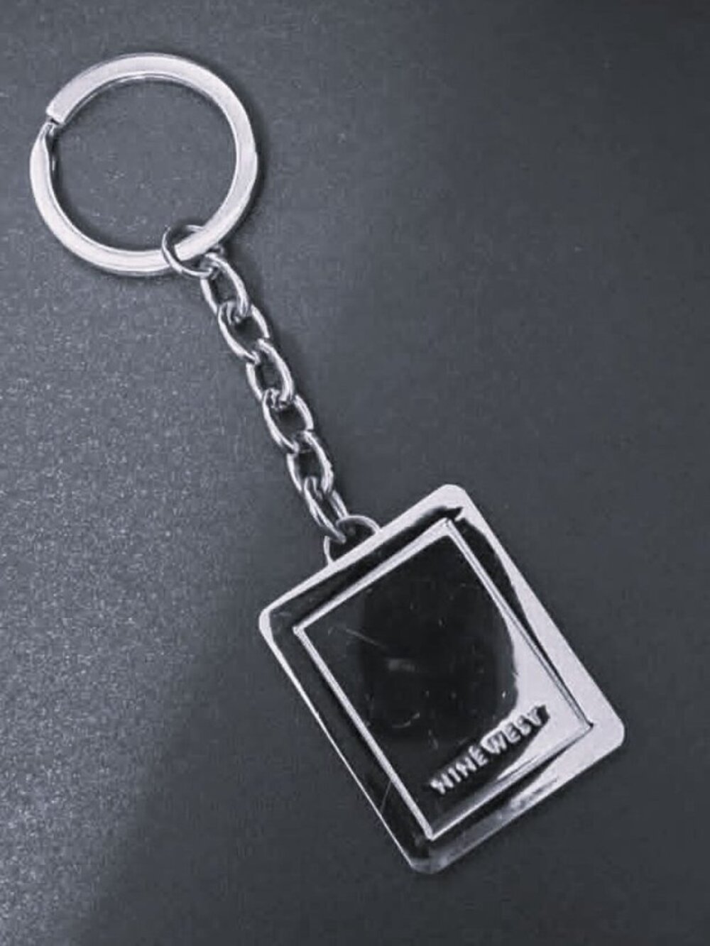 Nine West Silver Tone Rectangular Metal Purse Charm and Keychain Engraved Brand
